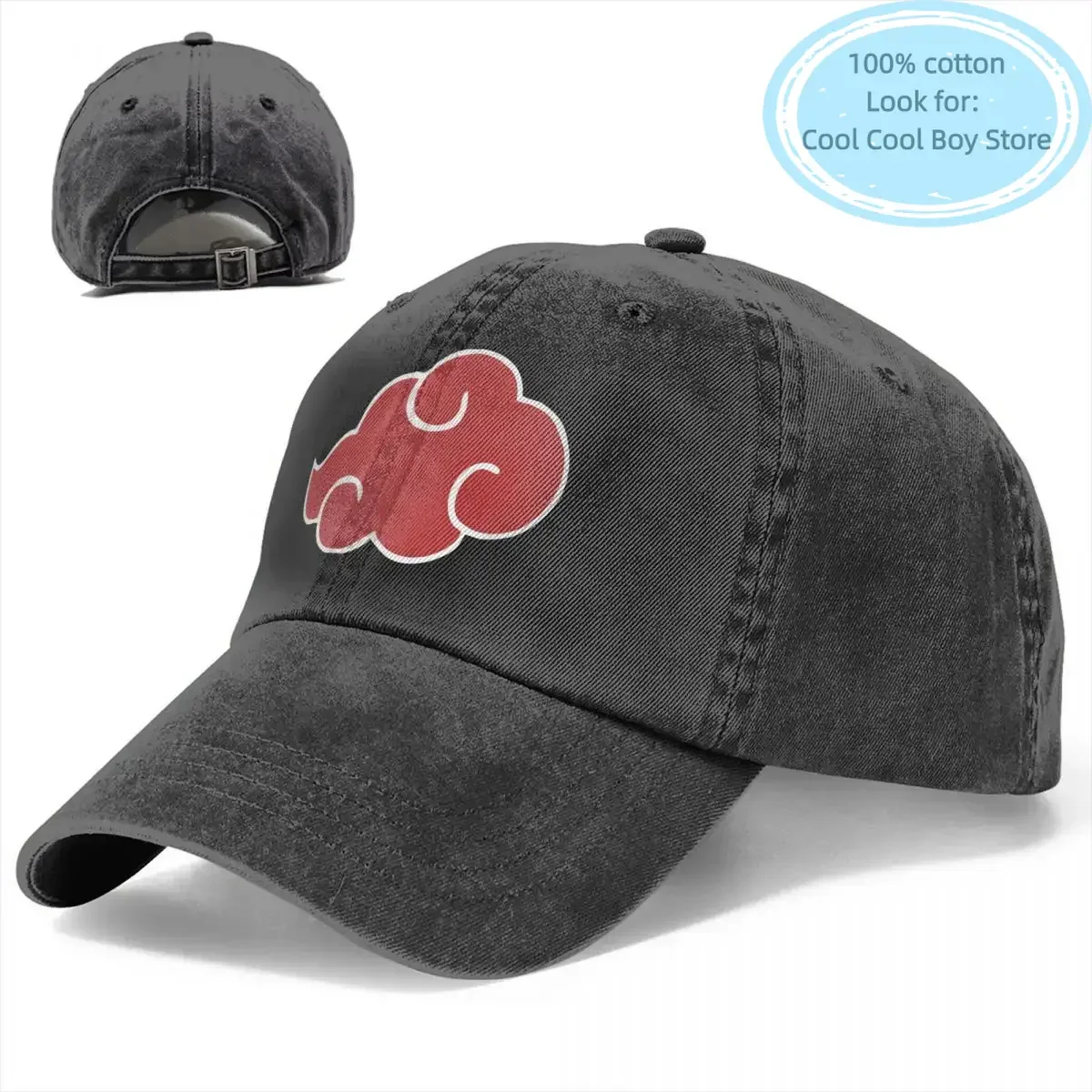 Japan Anime Akatsuki Clouds Baseball Caps Distressed Denim Washed Konoha Neji Kopfbedeckung Outdoor-Aktivitäten Verstellbare Passform Hutkappe