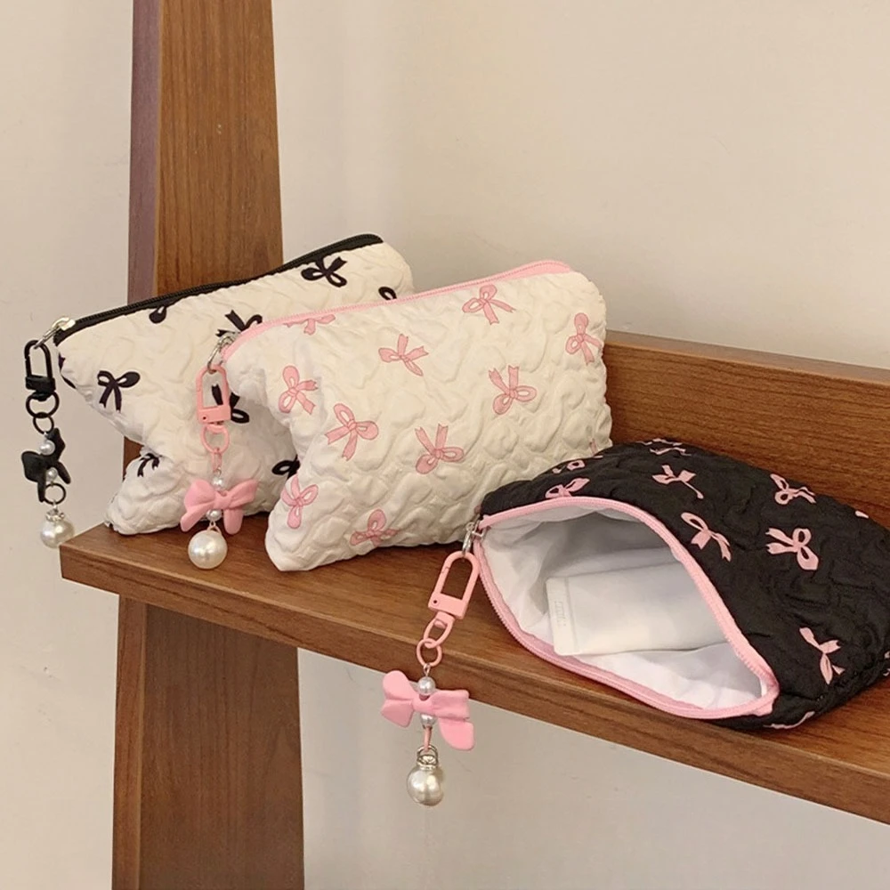 Niedliche Schleifen-Kosmetiktasche: Stilvolle, tragbare Clutch mit multifunktionalem Stauraum und edlem Design – Mini-Geldbörse – Detail 8