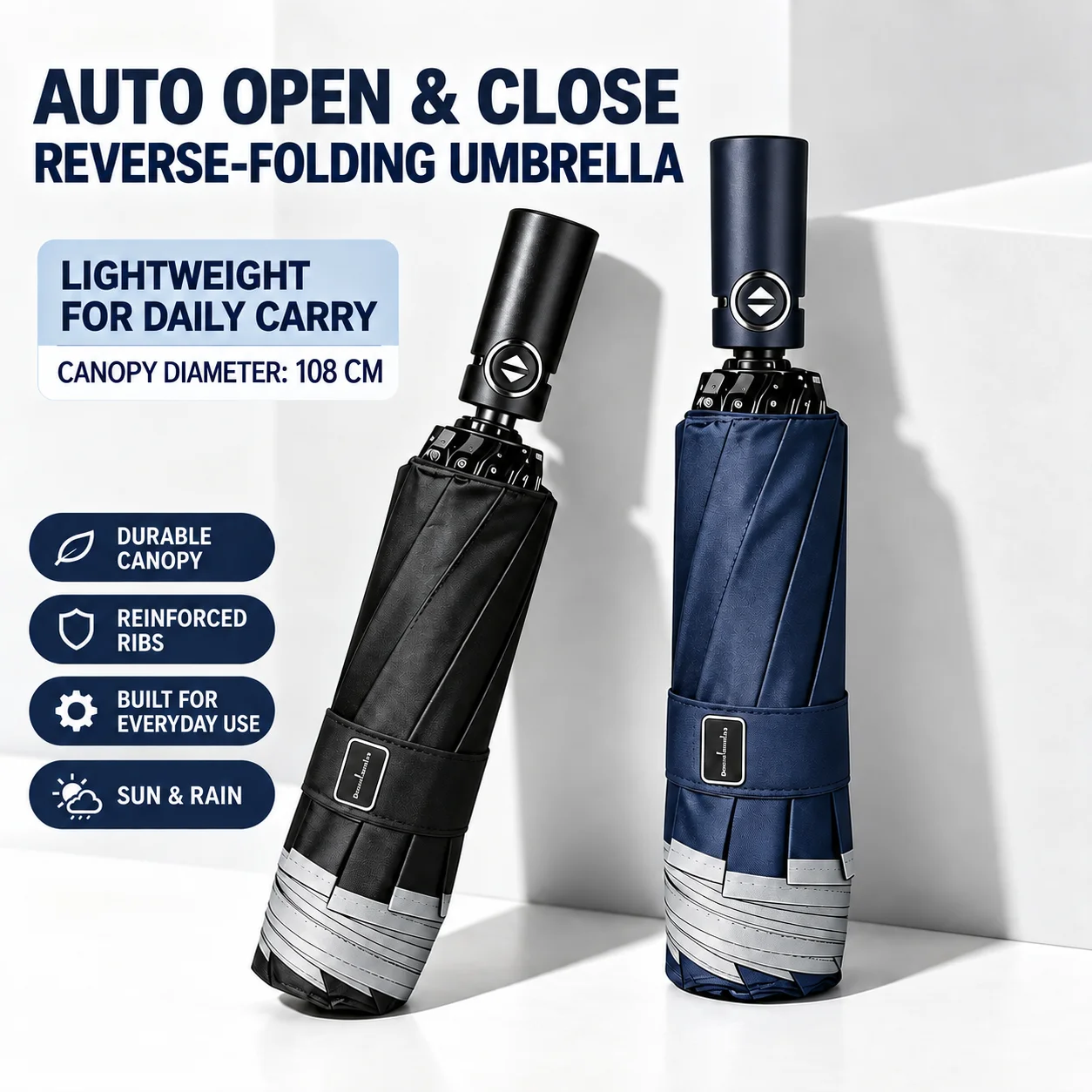 8-Bone Automatic Folding Umbrella, Reverse Umbrella, Lightweight, Suitable for Commuting, Universal for Men and Women, Multi-Color Gift