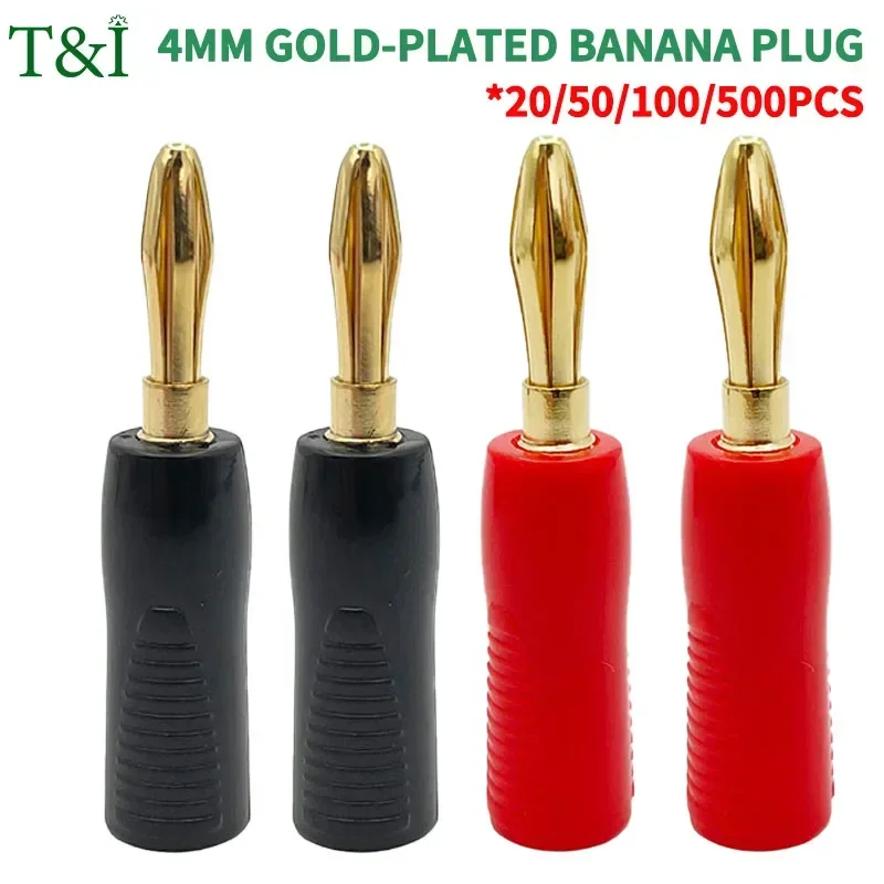 

20/50/100/500 PCS 4mm Speaker Banana Plugs-Open Screw Type,24K Gold Plated Speaker Wire Banana Plugs Connectors