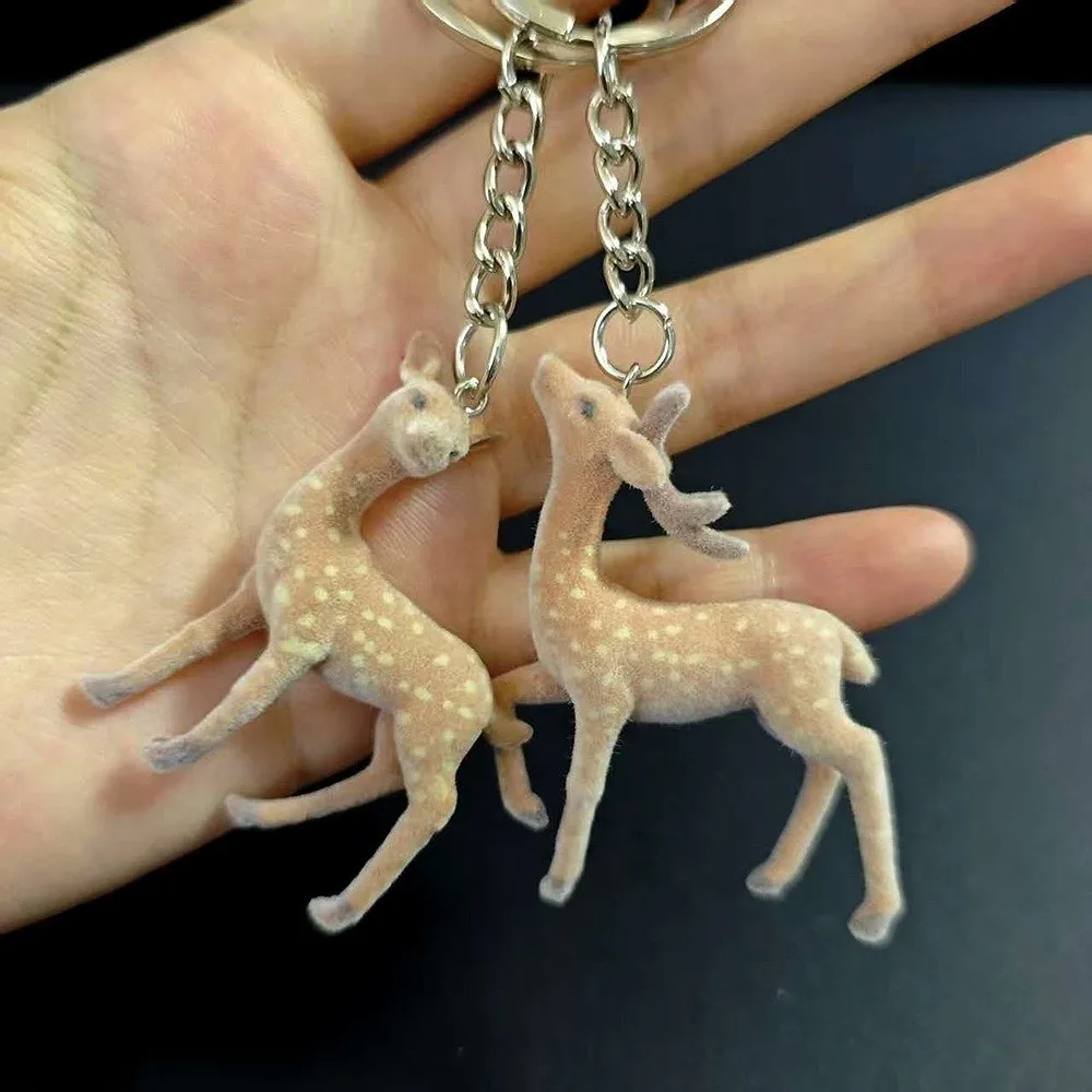 3D Design Christmas Elk Sika Deer Style Kawaii Style Phone Charms Pendant Style Fluffy Texture Deer Keychain Christmas Gift
