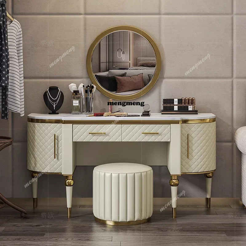B178 European Jewelry Vanity Table Luxury Mid Century Bedroom White Dressing Table Mirror Desk Chair Penteadeira Trendy Furnitur