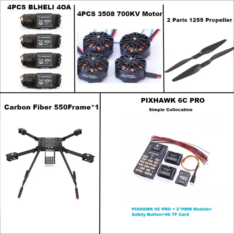 Rama F550 Hexa PIXHAWK 6C PRO M8N/M9N/M10 Kontroler Lotu Karbonowy Ardupilot Radio Telemetria Quadcopter 40A ESC Silnik 3508 700KV