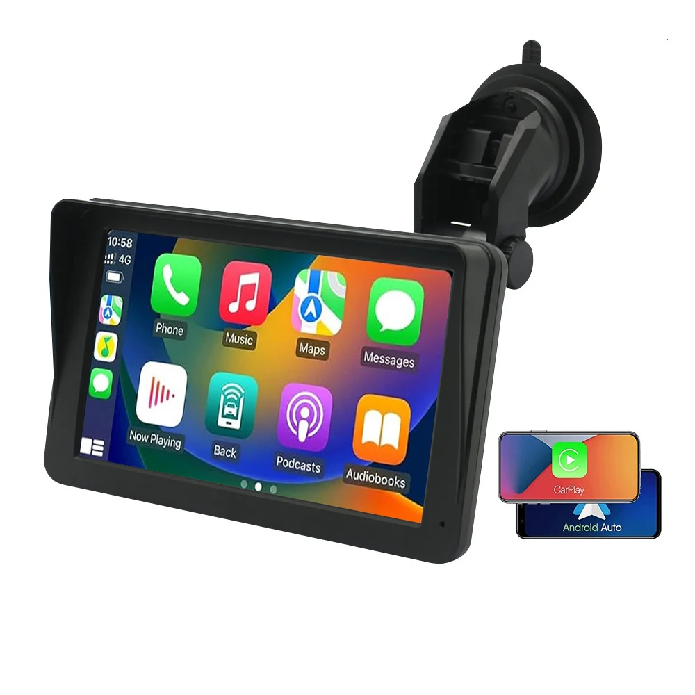 

7" Wireless Carplay & Android Auto Auto Link Portable Car Stereo IPS Screen With Mirror Link Multimedia Player BT AUX
