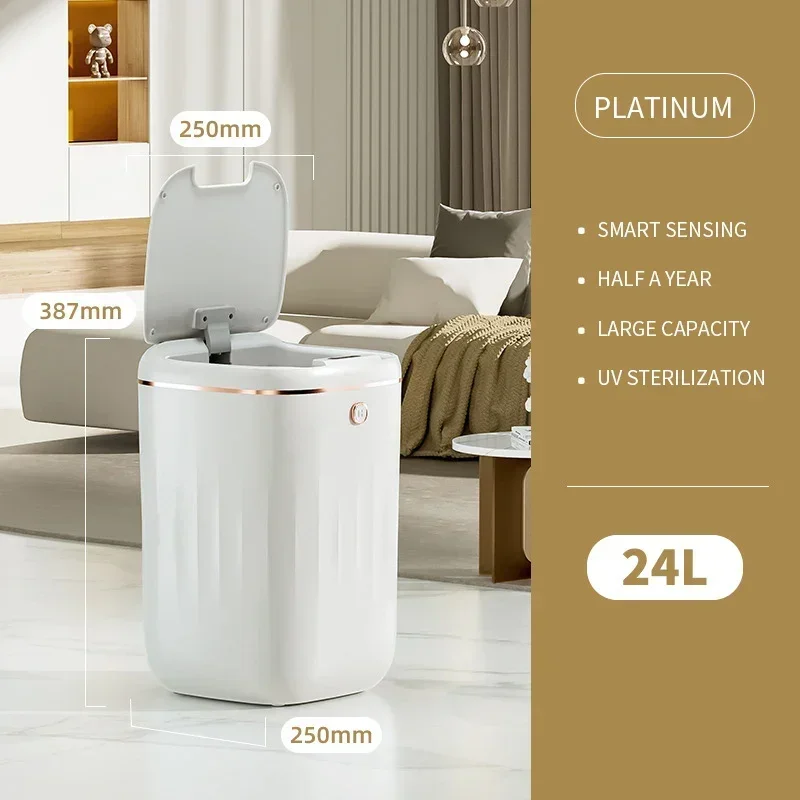 20-24L Bathroom Sensor Electric Wastebasket Bedroom Smart Trash Can Automatic Waterproof Recycle Bin for Living Room Kitchen New