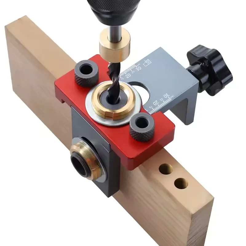 Aluminum Alloy Woodworking 3 in 1 Doweling Jig Set Adjustable Wood Connector Punch Locator Hole Punch Locator Woodworking Tools