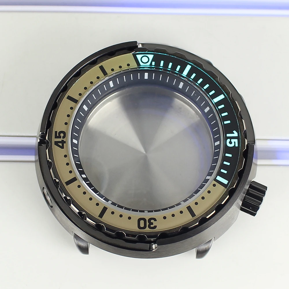 Gun 20ATM 47mm Leuchtendes Tuna-Gehäuse mit Saphirglas für Taucheruhren, passend für Seiko NH35 NH36 NH38 NH34 4R36 Automatikwerk, Uhrenmodifikation – Detail 5