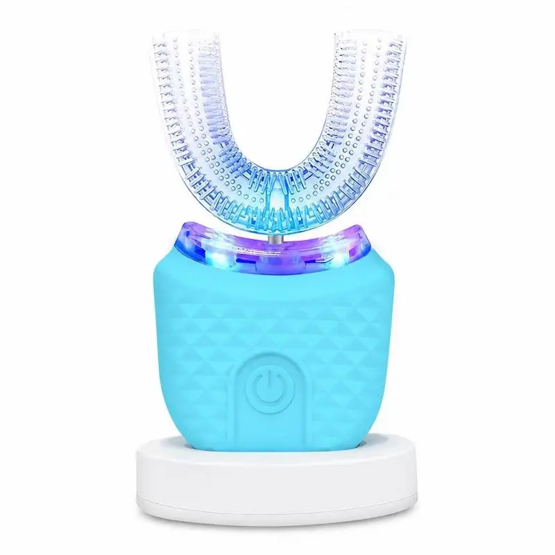 

U-shaped automatic ultrasonic adult blue light teeth whitening set with gum massaging oral care electric toothbrush