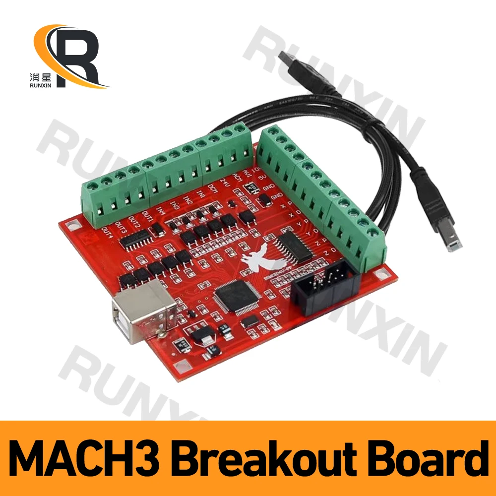 

RXTNC 1Pcs 4 axis MACH3 USB CNC Controller Beakout Board LPT Motion Card 100Khz Driver Board for Machine Router
