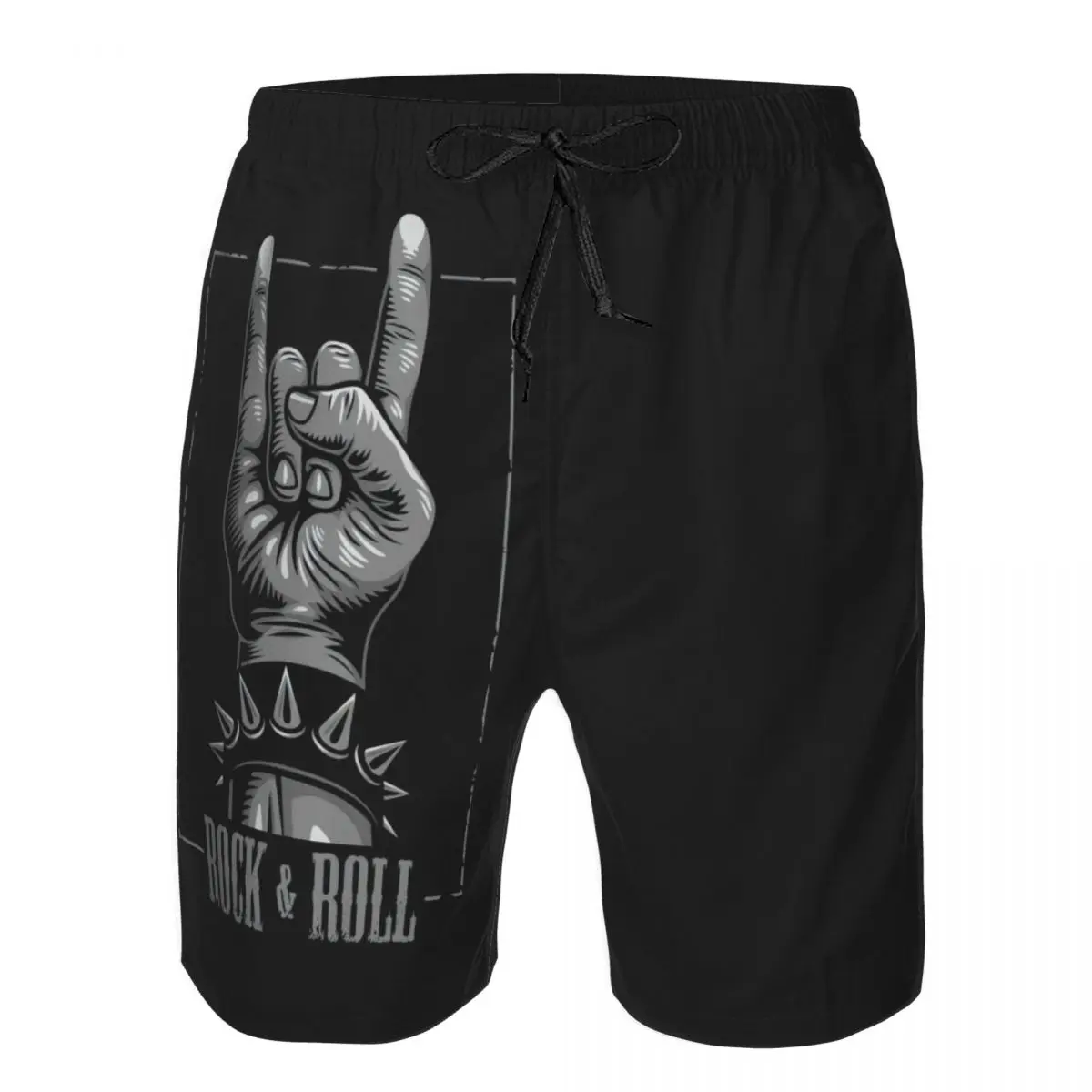 Calções masculinos de praia de metal pesado, maiô de secagem rápida, diversão de rua engraçada, shorts fitness 3D