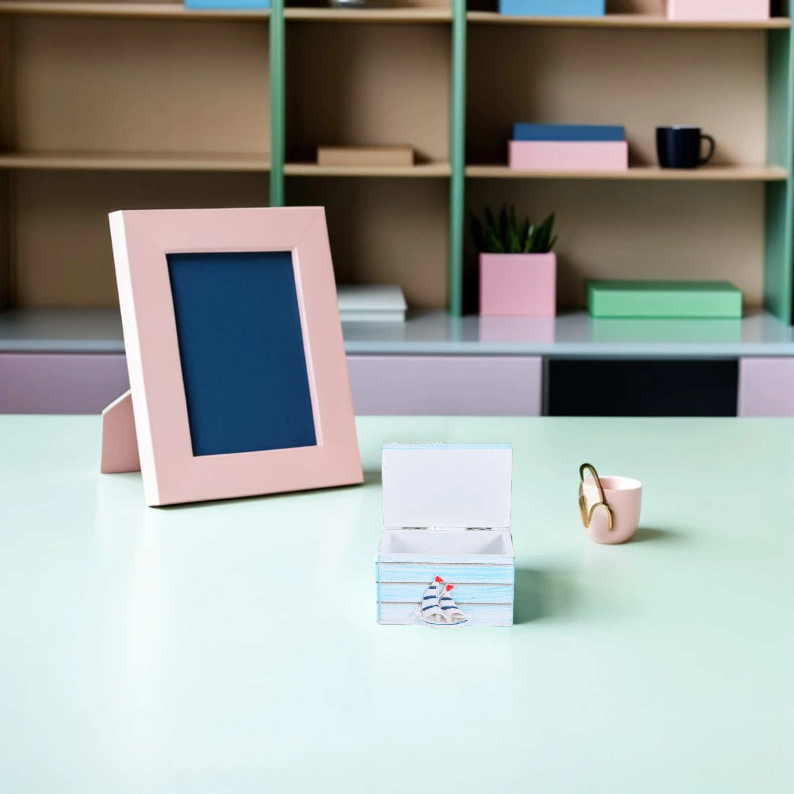 

2pcs Ocean Themed Storage Wood: Nautical Keepsake Box For Jewelry Organizer Bracelet Holder Small Treasure Chest Coastal