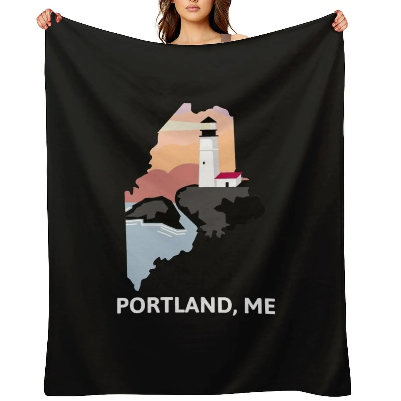 Portland, ME Throw Blanket Decorative Sofas funny gift Soft Big Sofa Blankets
