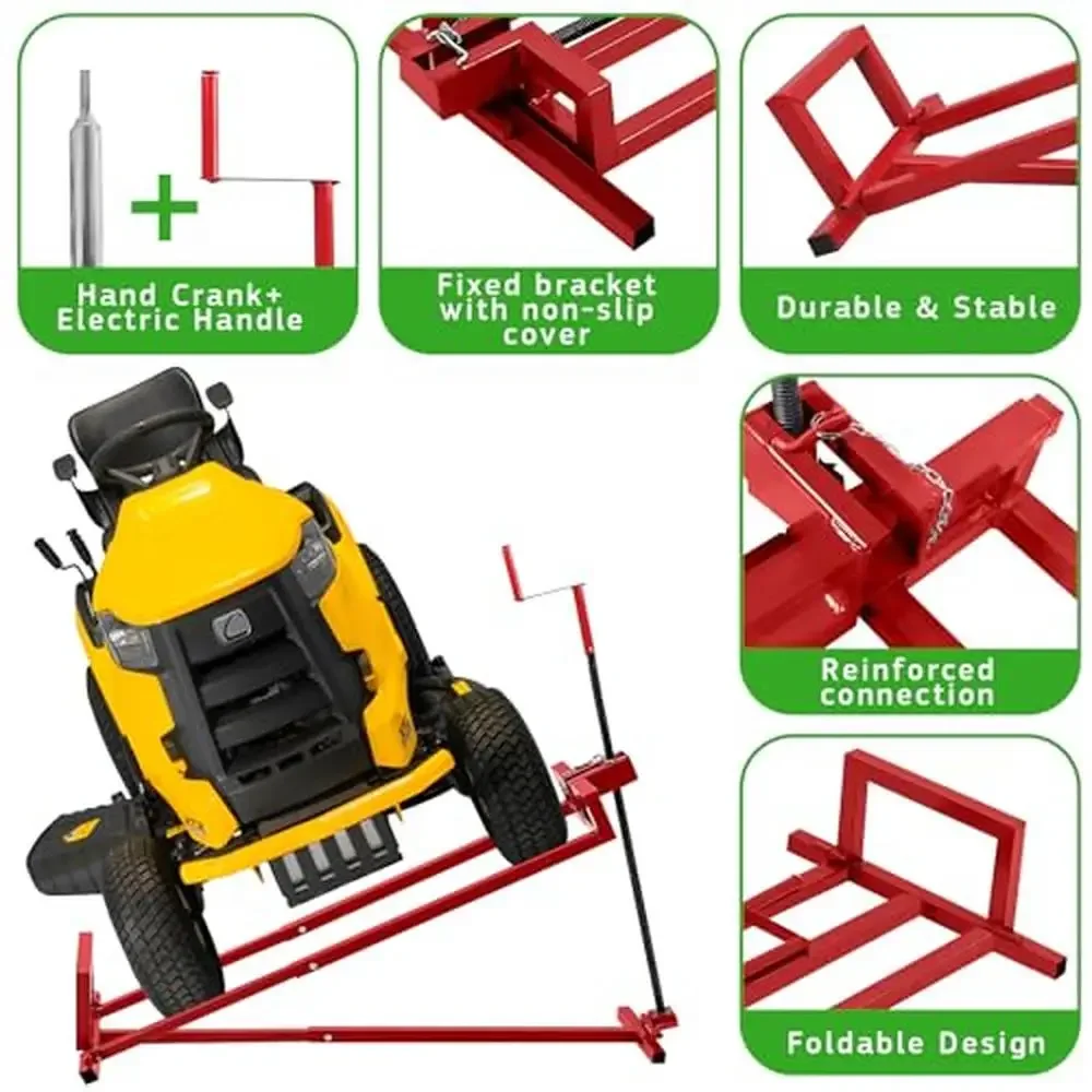 For Lawn Mower Maintenance Jack Lift 882lbs Capacity Garden Tractors Ride-On Telescopic Platform Easy Operation Adjustable