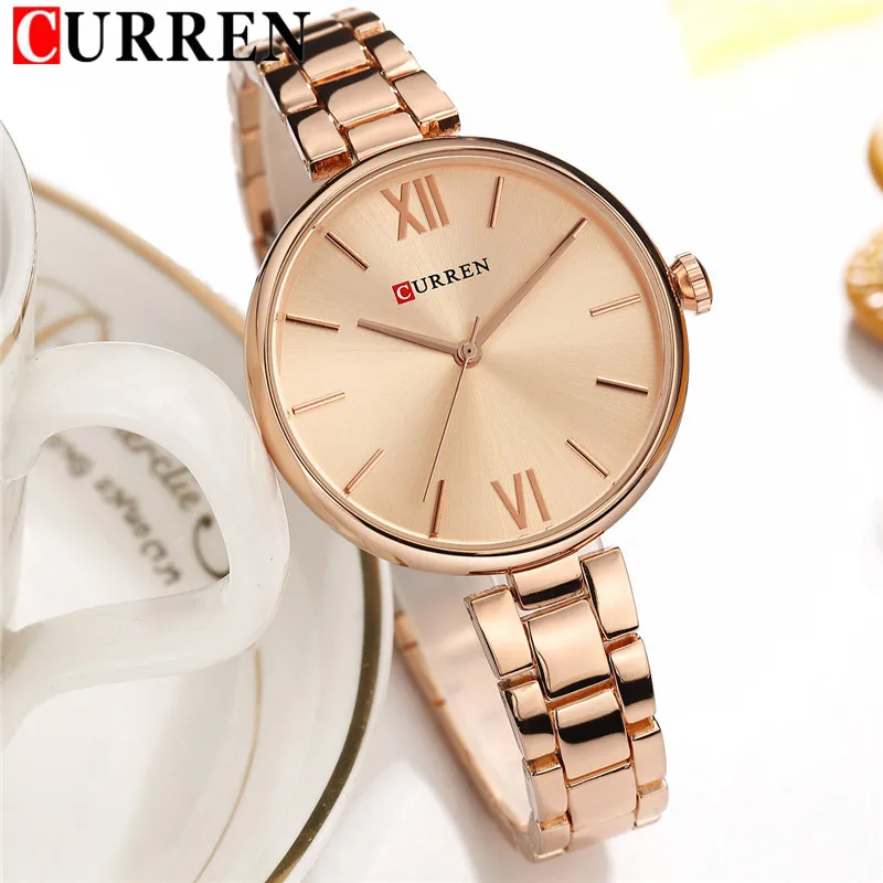 8282 – CURREN Fashion Women Watches Top Brand Luxury Lady Girl Wristwatch Rose Gold Stainless Steel Bracelet Classic Female Clock 9017 – Recenzja i Porównanie