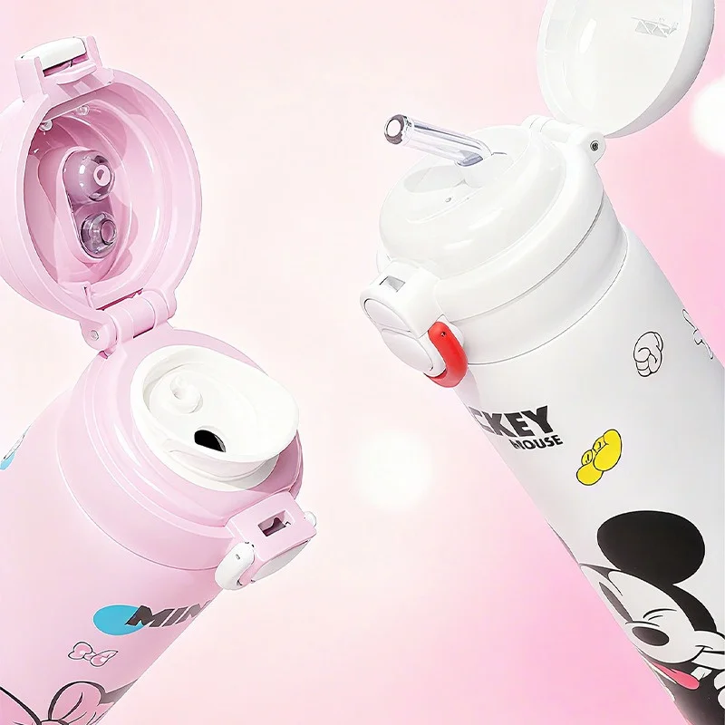 X&W Disney Cartoon Thermos Cup Mickey Minnie Vacuum Flasks Anti-splash Straw Water Bottle Leak-proof Sports Water Kettle for Kid view 2