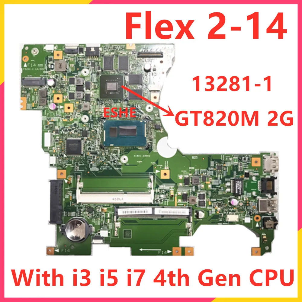 LF14M 13281-1 For lenovo Flex 2-14 Laptop Motherboard With i3 i5 i7 4th Gen CPU GT820M 2G GPU DDR3L