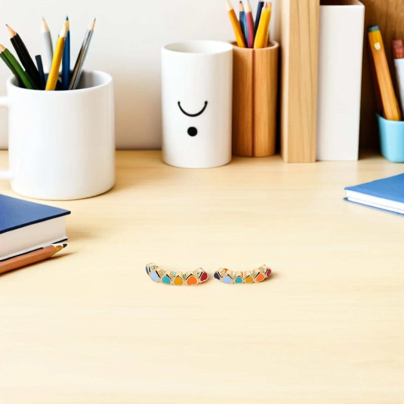 

2Pcs Heart Teeth Cap Metal Grill Jewelry Fake Mouth Grills for Women Men Hip Hop Rapper Costume Party Stage Decoration