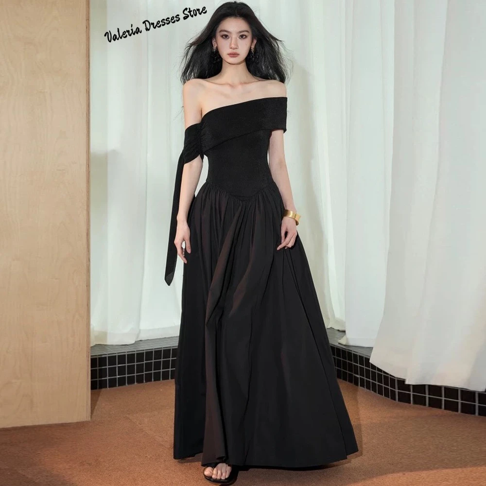 Robe de soirée élégante en Satin noir, ligne a, personnalisée, manches courtes, robes de soirée de haute qualité, longueur au sol, robes d'occasion sur mesure