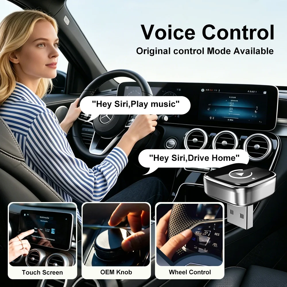 FLIXIVI Wireless CarPlay Adapter 2-in-1 Wired To Wireless Dongle for Apple & Android Auto Plug and Play for OEM Wired Car