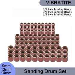 Sanding Drum Set #80-#600 Grit with 9.5mm 12.7mm Sanding Mandrel for Dremel Rotary Tools Abrasive Tools Sanding Bands Polishing