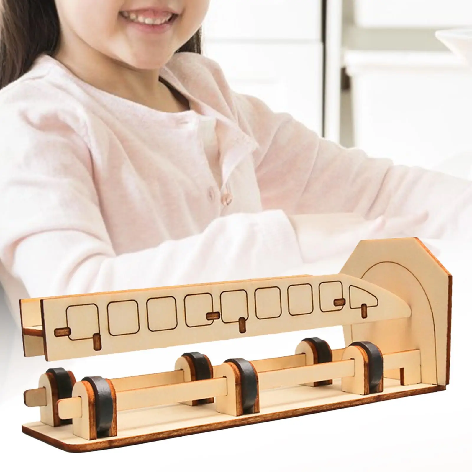 Science Experiment Maglev Train Model Wooden Puzzle Toy Stem Toys DIY Maglev Train Puzzle for Kids Toddlers Children Girls Boys