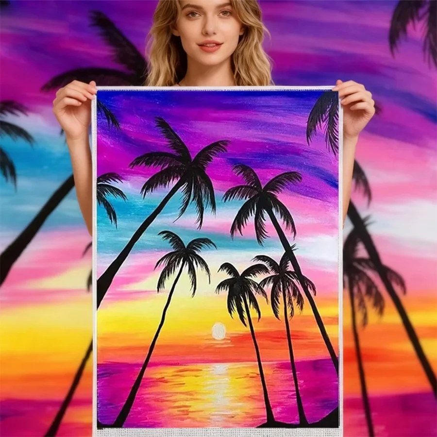 

seaside tree New style printed Canvas DIY cross stitch kits sets arts adult Craft Embroidery Needlework Sewing thread painting
