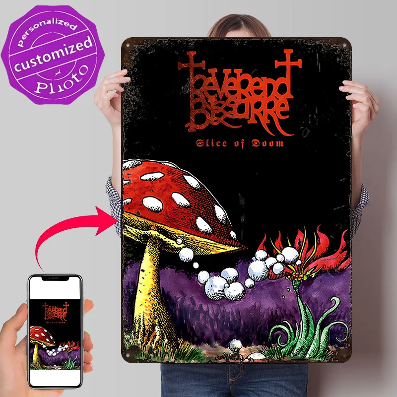 Reverend Bizarre Slice of Doom Album Art Poster Retro 3D Printed Metal Signs Customized Wall Hanging Gift for Room Decorations
