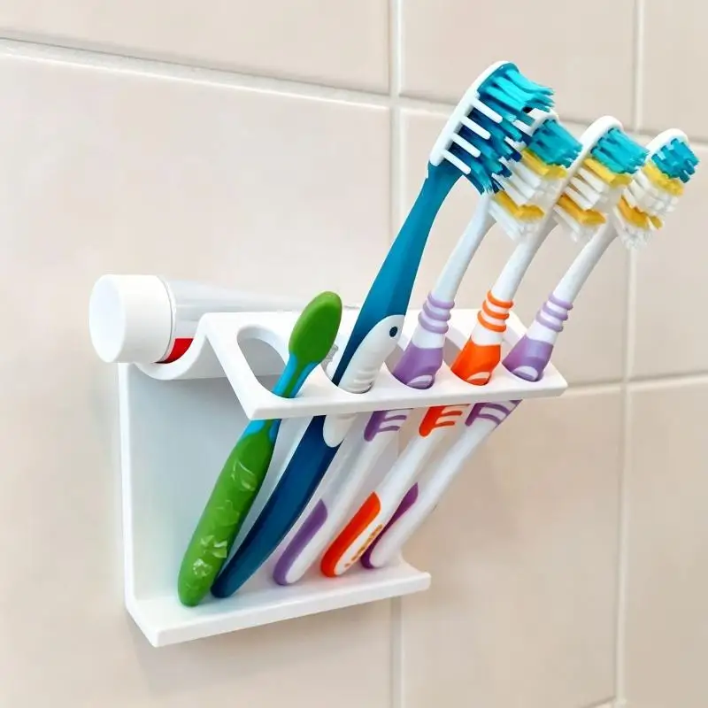 Punch-Free Wall-Mounted Toothbrush Holder, 2/5-Hole Household Toothbrush Storage Rack, Requires Adhesive For Installatio