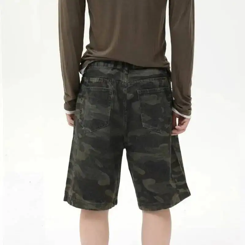 IEFB Men’s Wear American Style Camouflage Jorts Loose Wide Leg Casual Pants Versatile Washed Denim Shorts New Trendy 9A8588 6 IEFB Men's Wear American Style Camouflage Jorts Loose Wide Leg Casual Pants Versatile Washed Denim Shorts New Trendy 9A8588 6