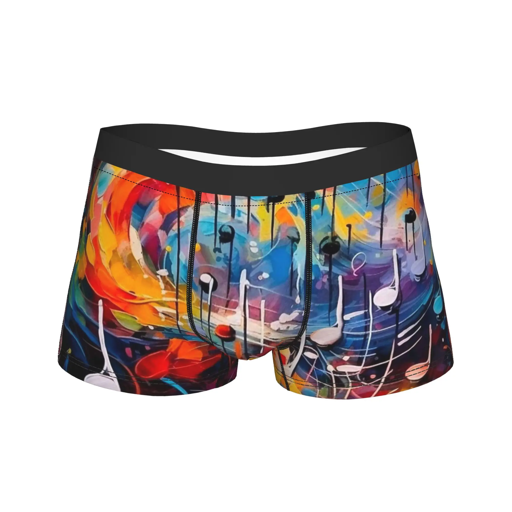 

Musical Notes Colorful Print Underwear Sexy Soft Panties Print Boxer Brief For Males Pouch Oversize Boxer Shorts
