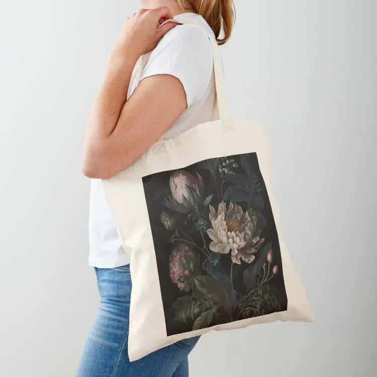 

Dark Academia Peony Botanical Tote Bag Lady bag Canvas Customizable tote bag Gift
