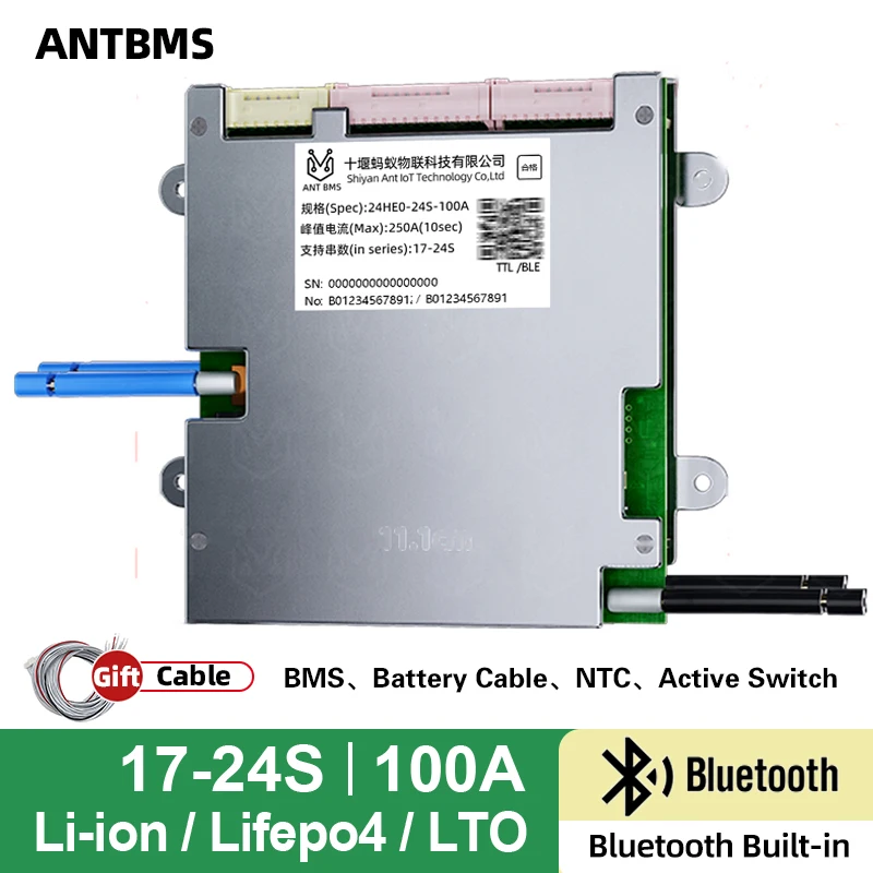 ANT bms الذكية BMS 17S 18S 19S 20S 21S 22S 24S lifepo بلوتوث bms 100A 250A التوازن النشط bms 48v 60v 72v بطارية ليثيوم أيون LTO #1