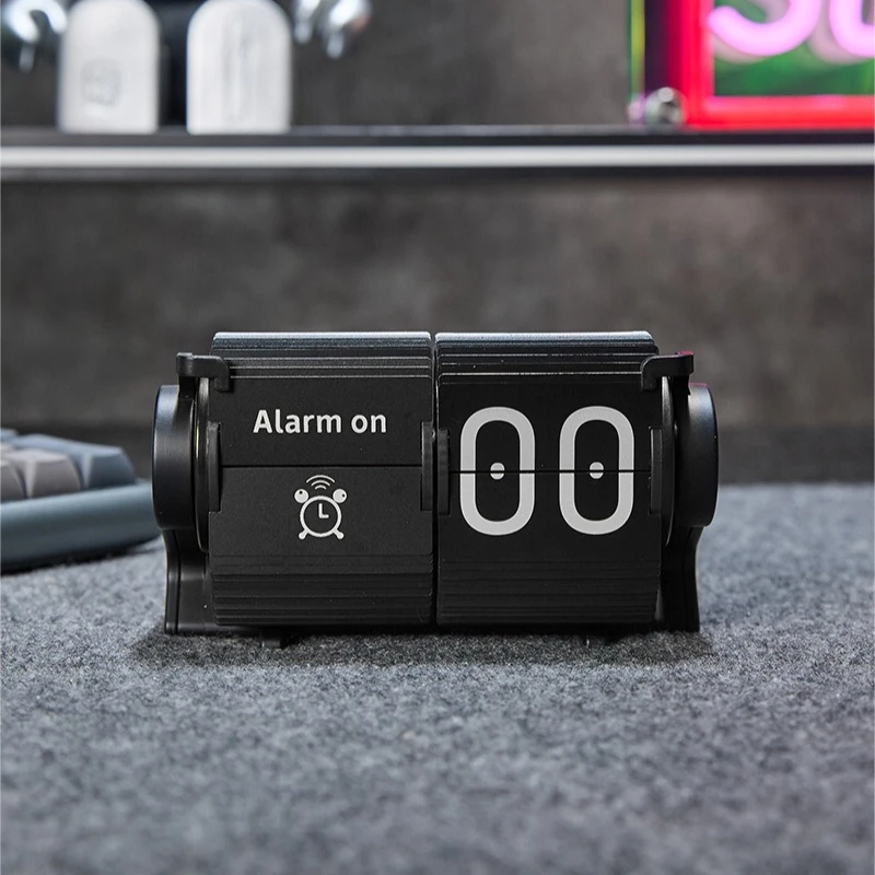 Creative Desktop Versatile Alarm Clock Solid Color Charge Automatic Page Turning Clock Modern Simple Environmental Home Decor