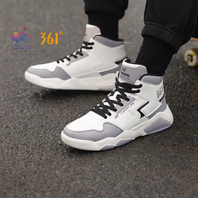 

361 Degrees Men Skateboard Shoes High-Top Breathable Retro Thick Bottom Increased Soft Elastic Panda Sport Shoes Male 672236601F