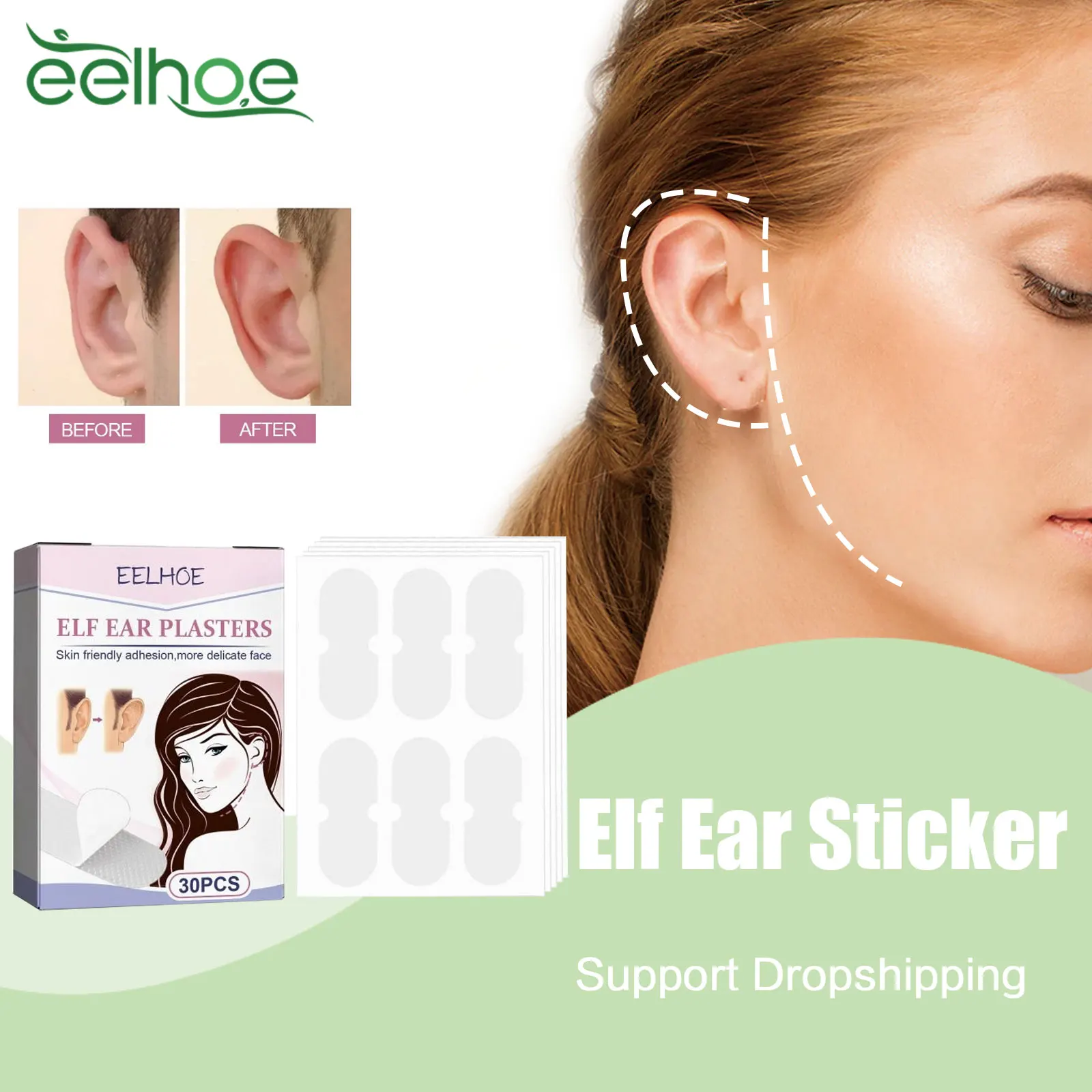 

EELHOE Elf Ear Sticker Recruit Wind Ear Show Small Facial Features Aesthetic Corrector Beauty Makeup Tool Ear Correctar Patch