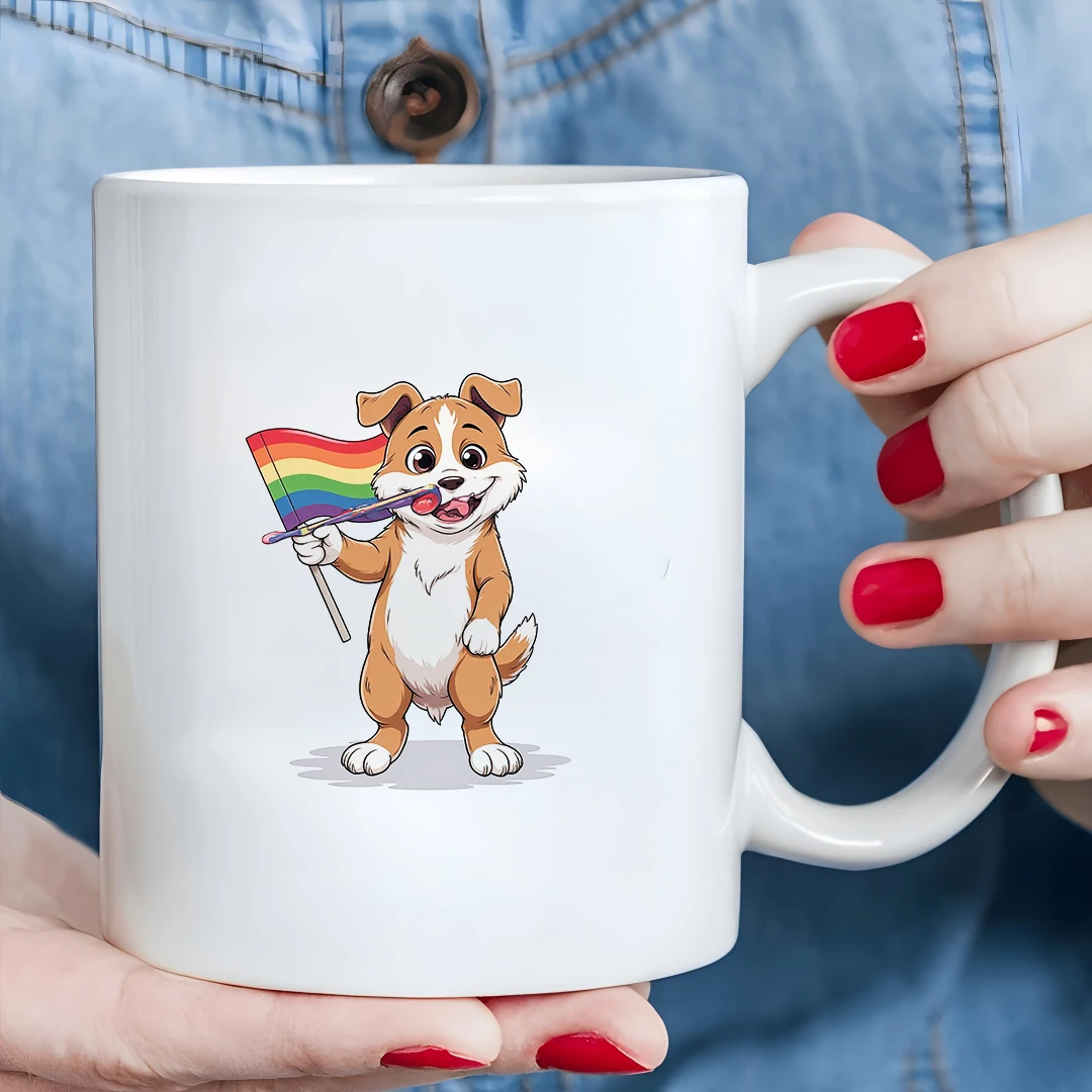 

11oz Dog Rainbow Mug Kids Drink Cup Christmas Gift Family Office Cup