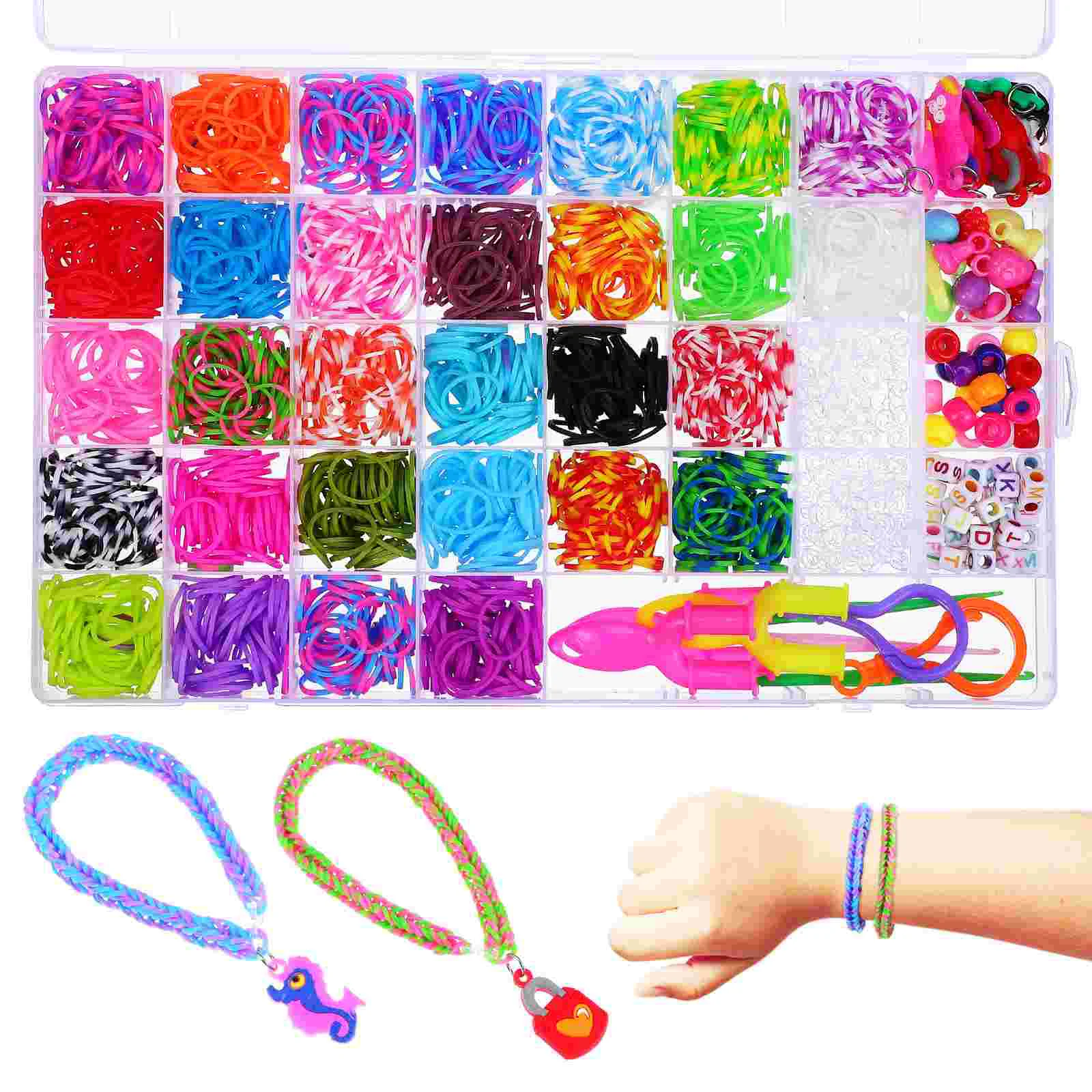 

Bracelet Making Kit Rubber Bands for Bracelets Colorful Loom Letter Weaving DIY Supplies