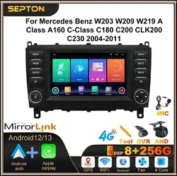 SEPton android12 rádio do carro carplay para mercedes benz w203 w209 w219 a classe a160 c-class c180 c200 clk200 c230 2004-2011 gps