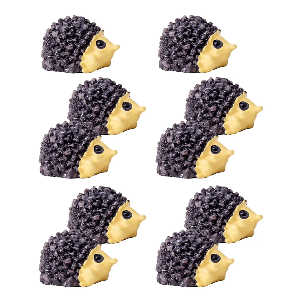 10 Pcs Little Hedgehog Ornaments Animal Tiny Decorations Mini Statue Resin Miniature Figurines