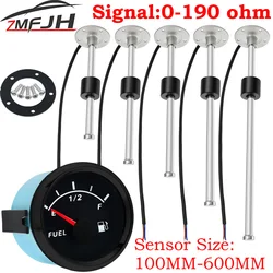 Marine Boat Car Fuel Level Sensor 100-600MM 0-190ohm 52MM Fuel Level Meter Red Backlight Oil Tank Fuel Level Unit Customized