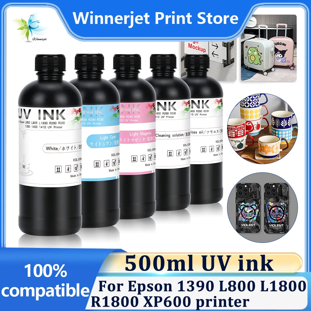 

500ml Bottle LED UV ink For Epson L800 L805 L1800 R290 R330 1390 1400 1410 UV Printer for all UV Printer ink Epson uv ink