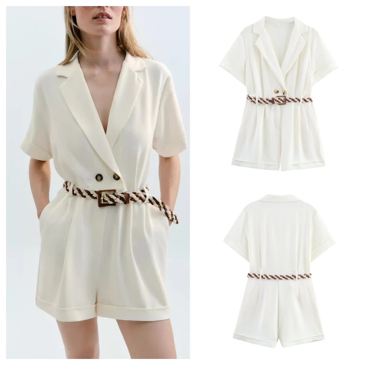 

European and American style new temperament niche design short-sleeved jumpsuit shorts