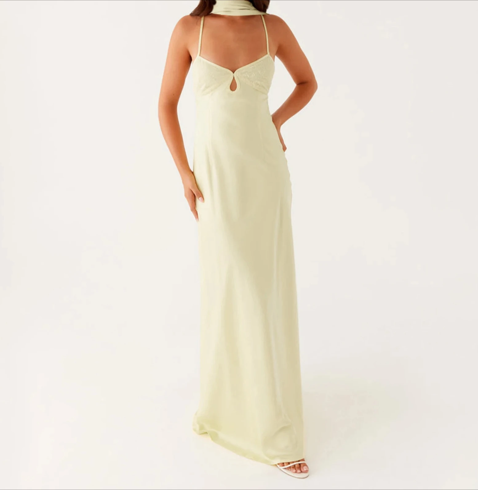 Vestido camisero Sexy de Color liso para mujer, vestido de fiesta y discoteca, moda de verano, sin mangas, tirantes finos, vestidos largos con bufanda