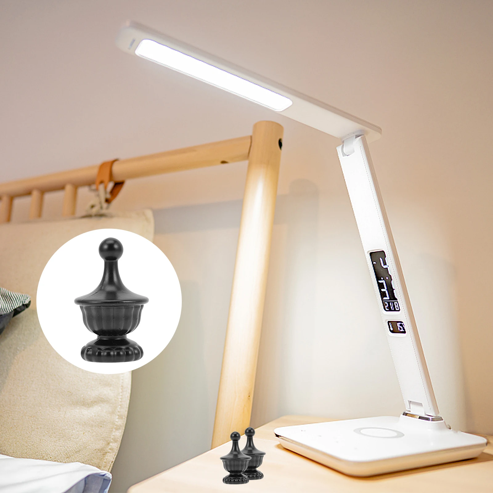 

4 Pcs Floor-standing Lamp Accessories Finial Ceiling Light European Screw Cap Aluminum Black Lampshade