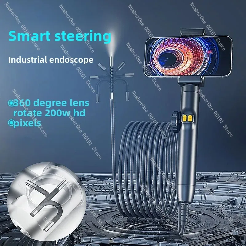 Smart Steering Industrial Endoscope, Handheld Portable Pipeline Inspection Tool for Automobile Maintenance
