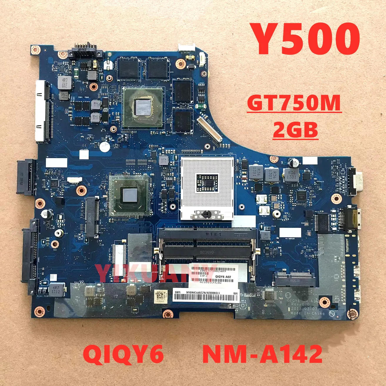 

QIQY6 NM-A142 Motherboard For Lenovo Ideapad Y500 Y500N Laptop Motherboard PGA989 HM77 DDR3 GPU GT750M 2GB 100% Test OK