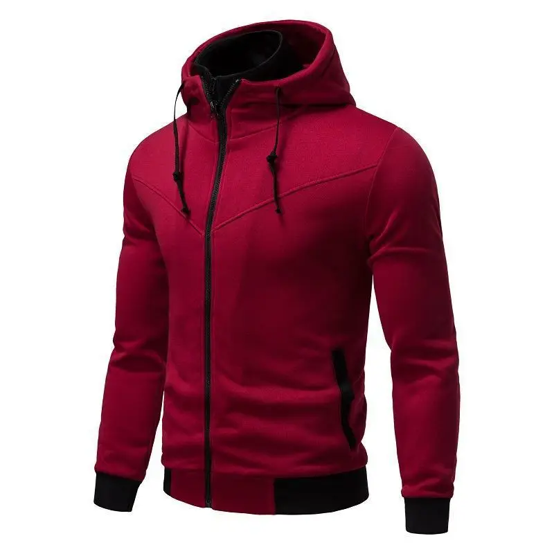

Fashion Color Matching Casual Velvet Loose Hooded Jacket Double Zipper Autumn Long-sleeved Top