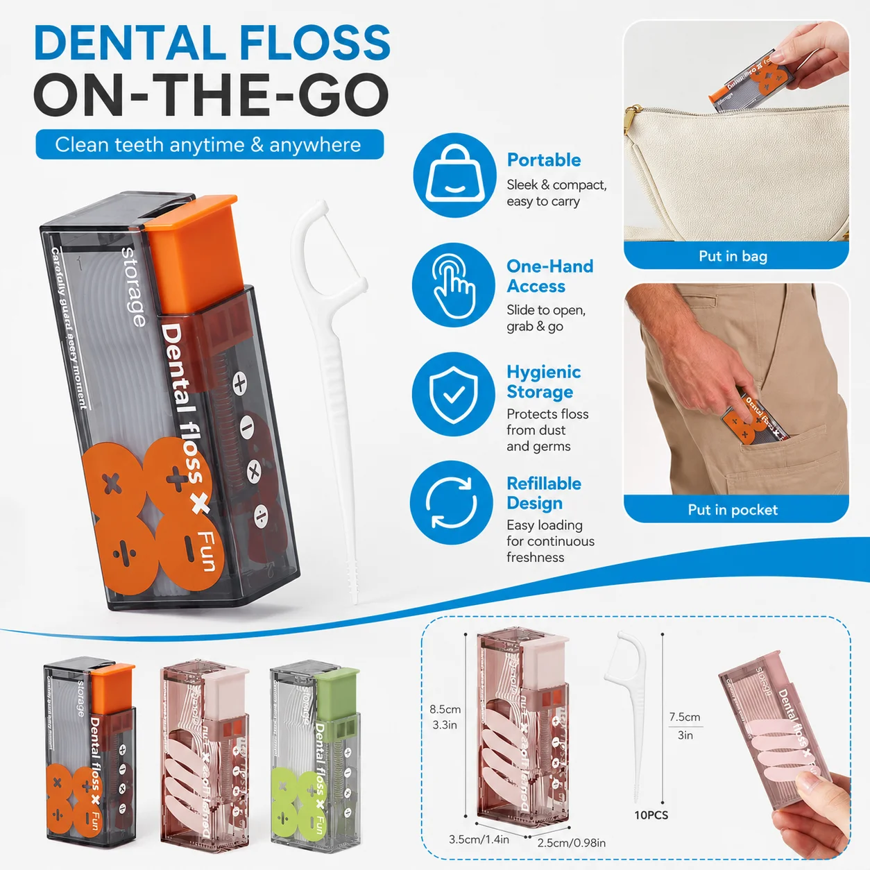 1PC Dental Floss Storage Box Compact Tooth Floss Organizer Case Dustproof Portable Holder For Travel Bathroom Oral Cleaning Use