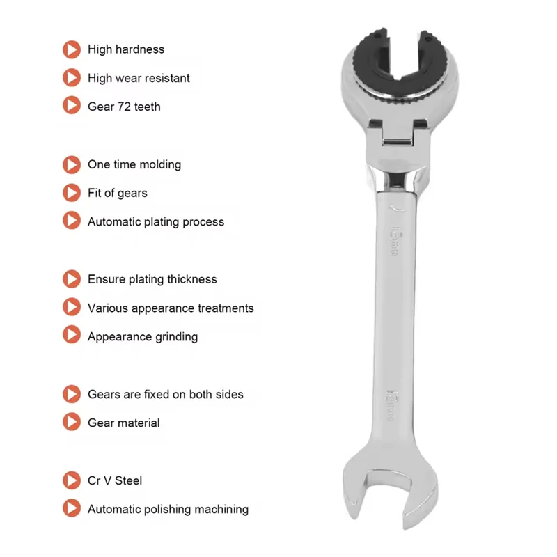 

【Today-Only!】Ratcheting Tubing Brake Line Wrench 12Mm 72 Teeth Adjustable Angle Steel Oil Pipe Open Ratchet Wrench Tool