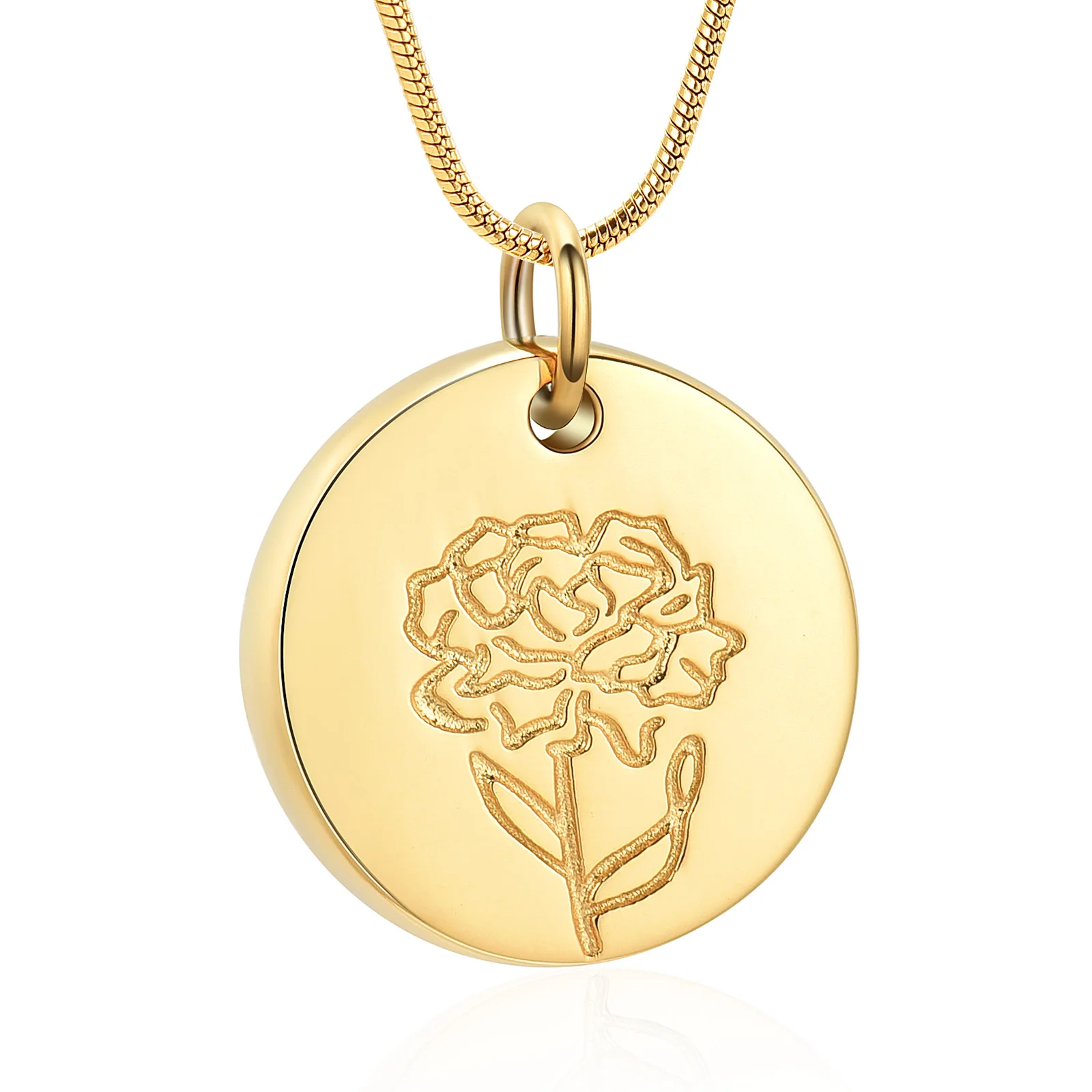 

Flower Print Round Cremation Urn Necklace For Pet/Human Ashes Memorial Jewelry For Party Stainless Steel Keepsake